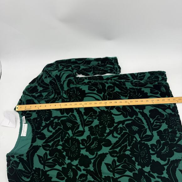 New SILK LORE Womens Green Velvet Burnout Shirt Size 2X Relaxed Corporate Goth - Picture 6 of 6